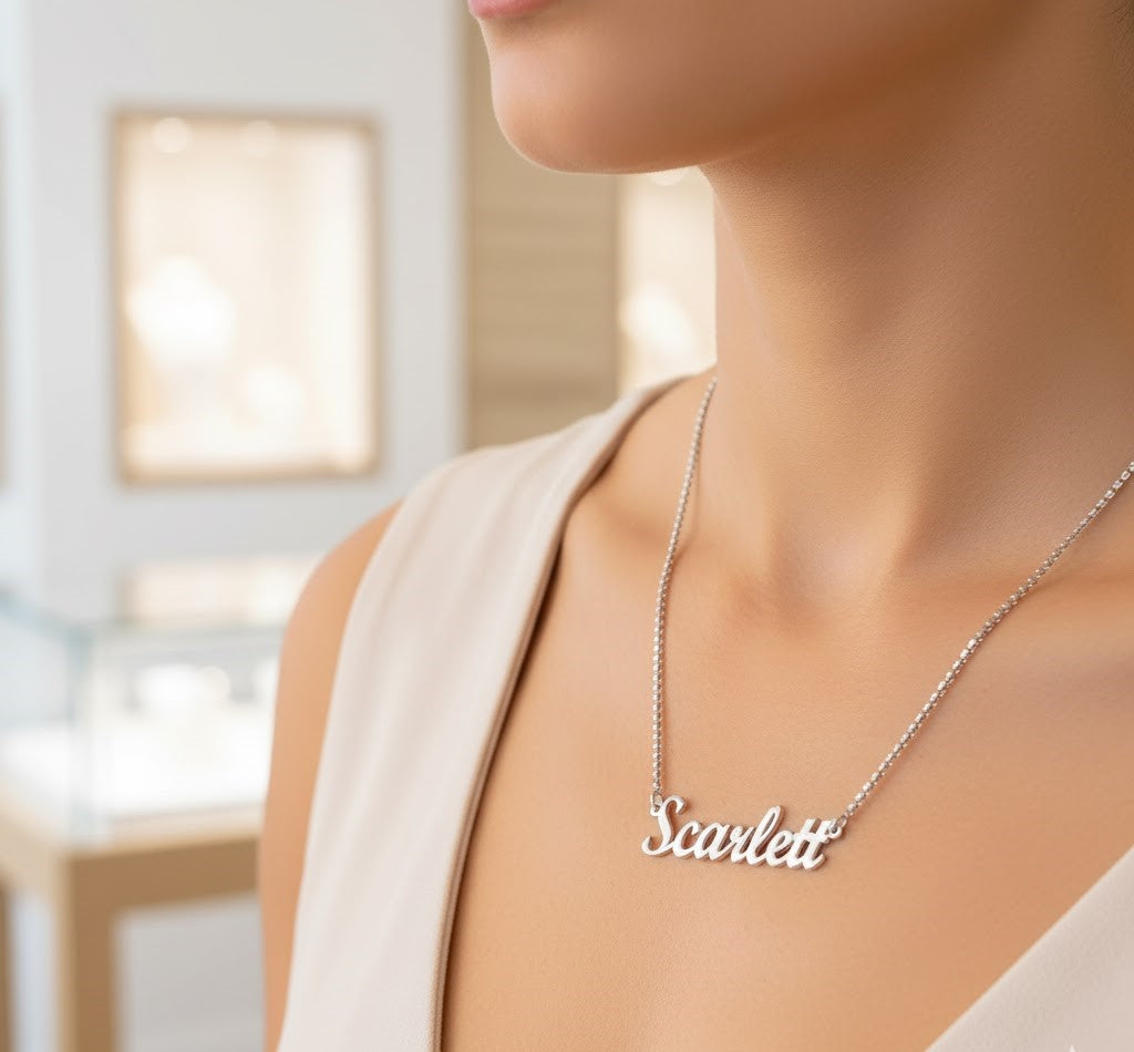 Dome Serene Nameplate Necklace Custom Name Personalized