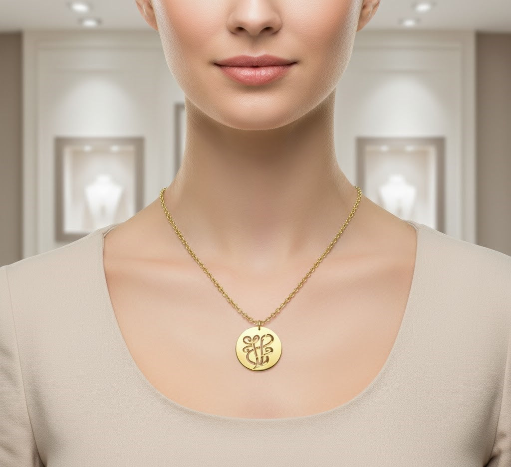 Personalized Designer Initial Necklace in Sterling Silver or Gold Plated Sterling Silver