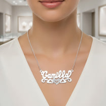 Sterling Silver Name Necklace - Personalized Custom Name - Beaded 3D