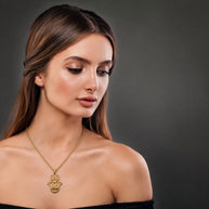 Hamsa Name Necklace - Gold Plated Sterling Silver worn by model