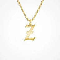 Old English Initial Necklace in Sterling Silver or Gold Plated Sterling Silver - Personalized Initial