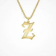 Old English Initial Necklace in Sterling Silver or Gold Plated Sterling Silver - Personalized Initial