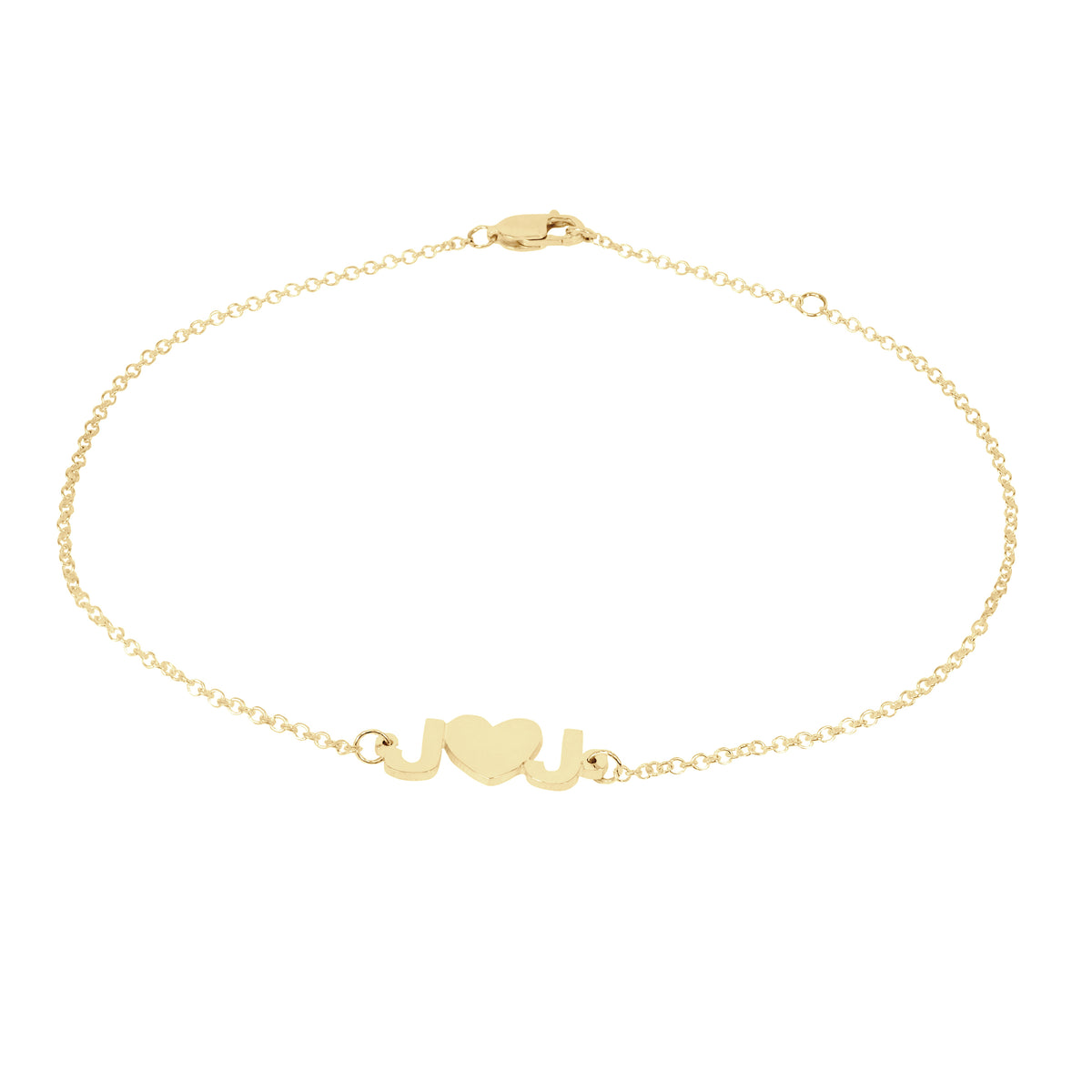 Mini Two Initial Heart Anklet