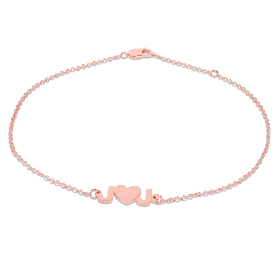 Mini Two Initial Heart Anklet