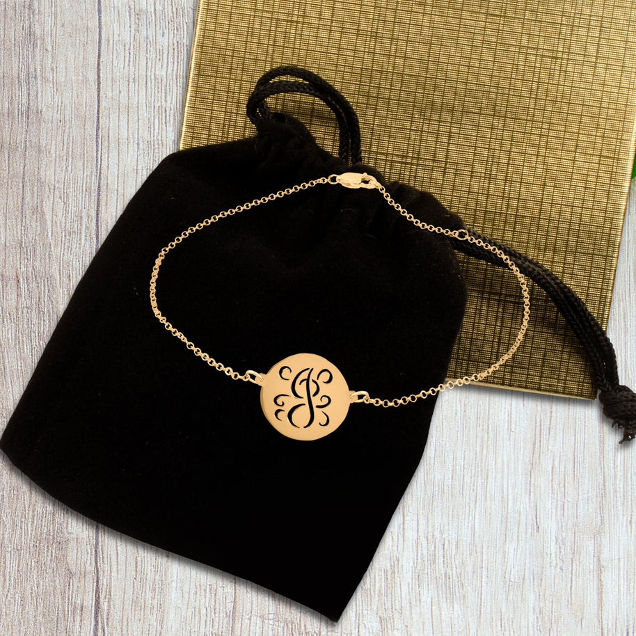 Fancy Script Cut Out Initial Anklet
