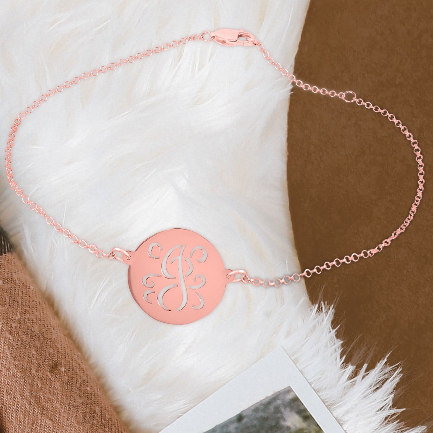 Fancy Script Cut Out Initial Anklet