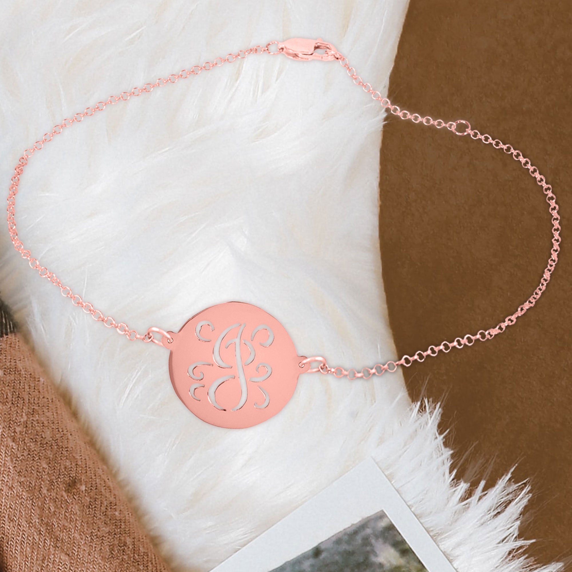 Fancy Script Cut Out Initial Anklet
