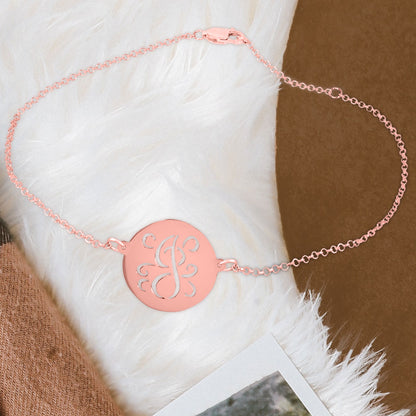 Fancy Script Cut Out Initial Anklet