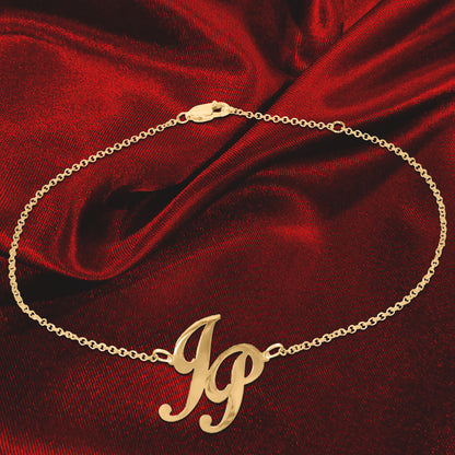 Personalized Offset Two Initial Monogram Anklet