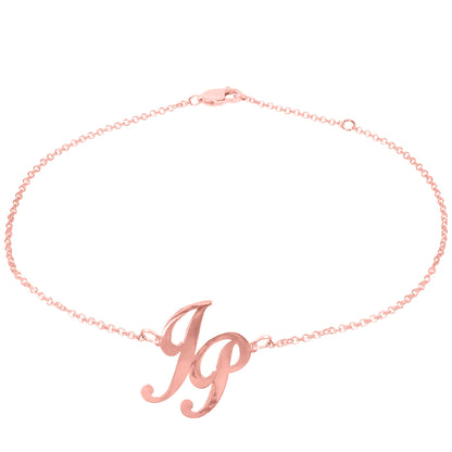 Personalized Offset Two Initial Monogram Anklet