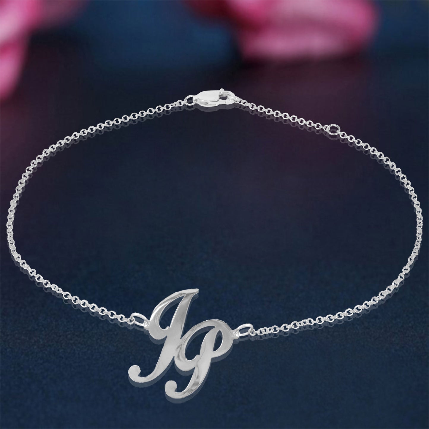 Personalized Offset Two Initial Monogram Anklet