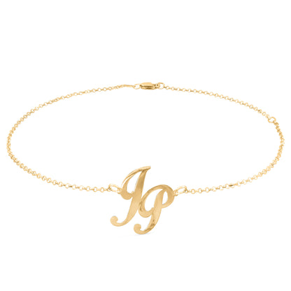 Personalized Offset Two Initial Monogram Anklet