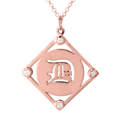 Personalized Dimond Accent  American Gothic Initial Pendant
