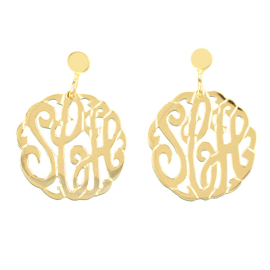 Round Crafted Monogram Earrings