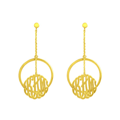 Personalized Hanging Hoop Monogram Earrings