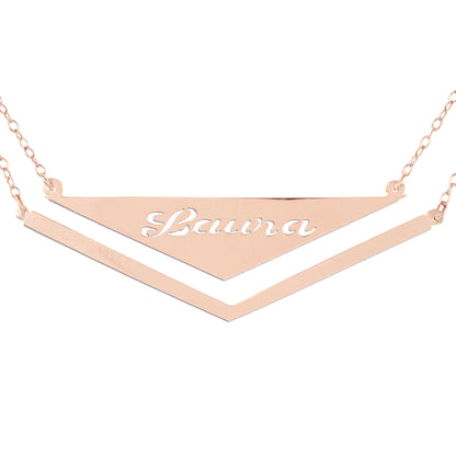 Double Hanging Personalized Triangle Pendant