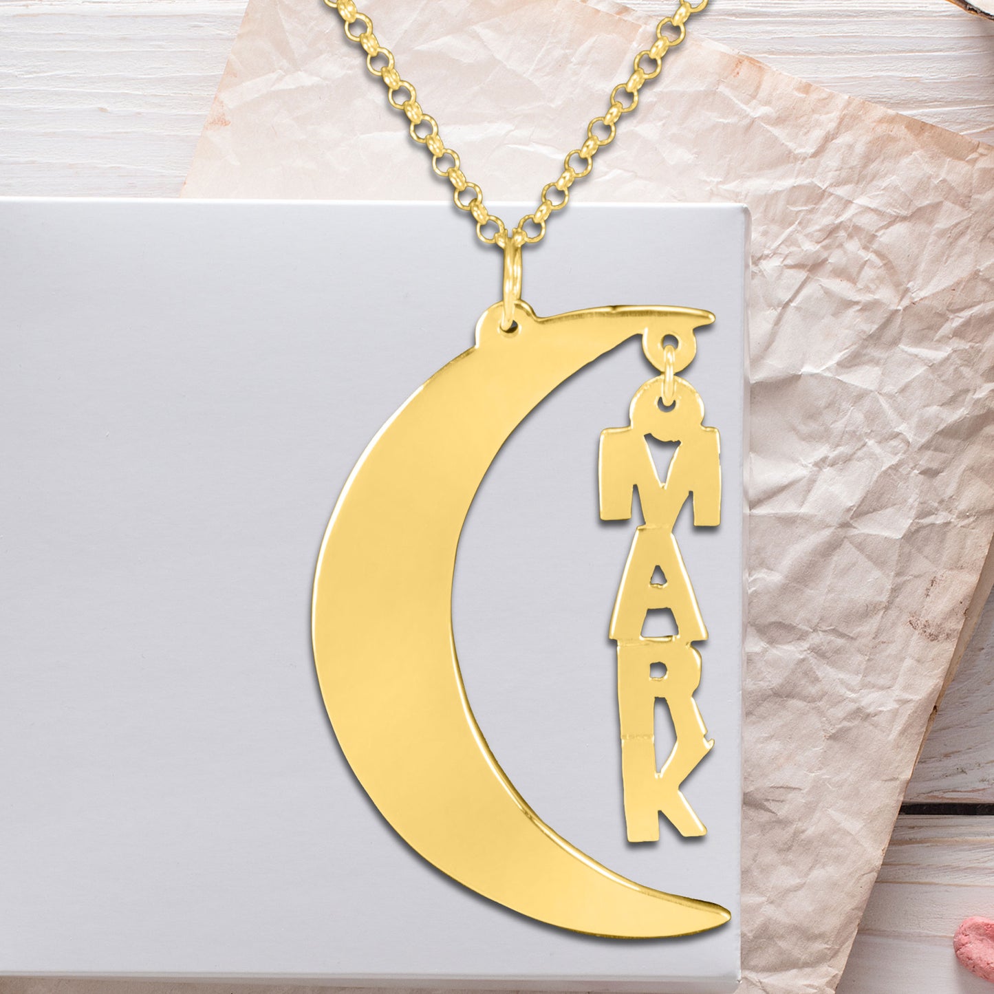 Lunar Nameplate with Hanging Name