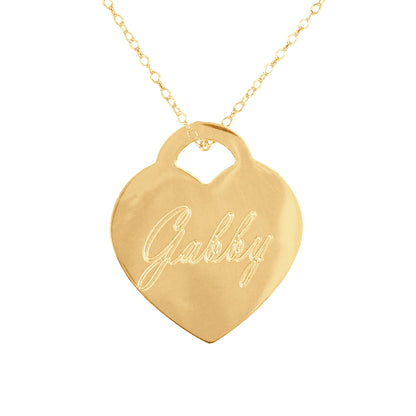 Engraved Name Heart Pendant with Chain