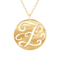 Fancy Script Cut Out Initial Necklace