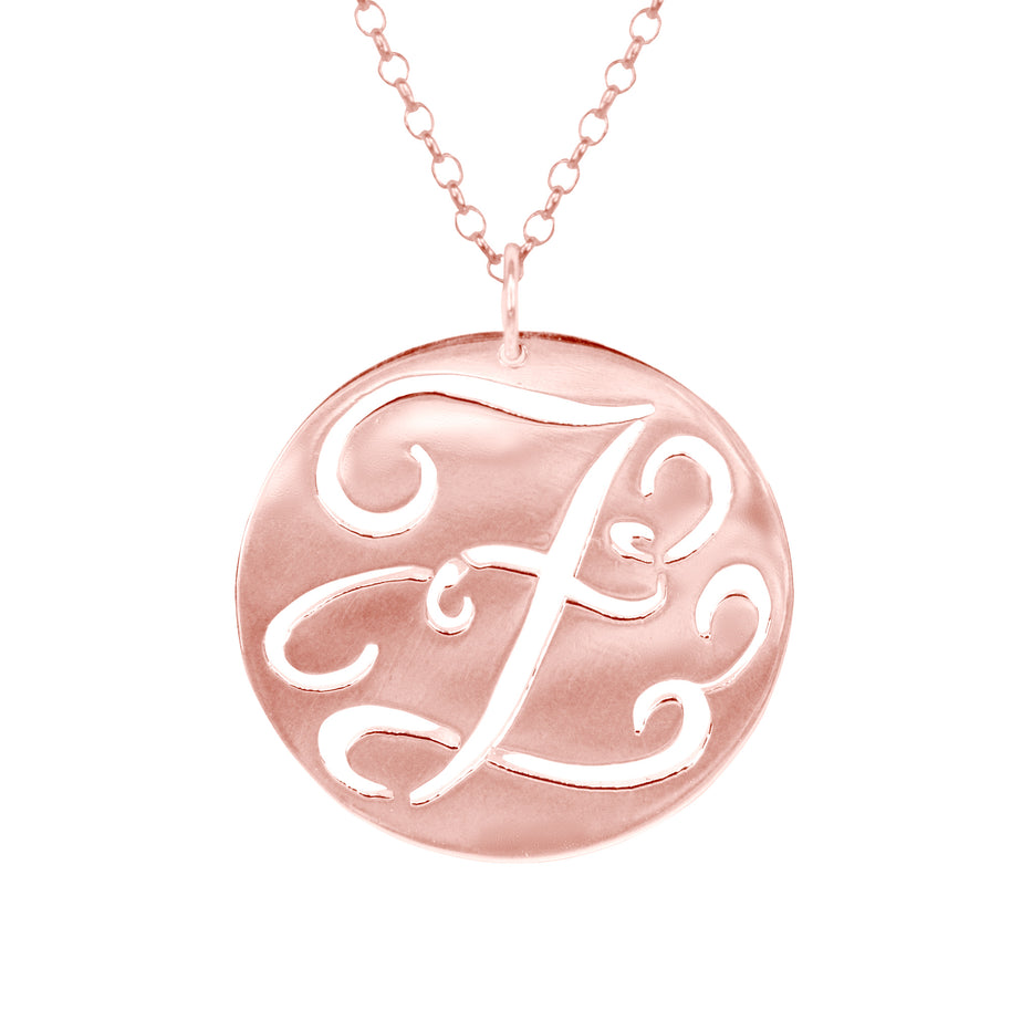 Fancy Script Cut Out Initial Necklace