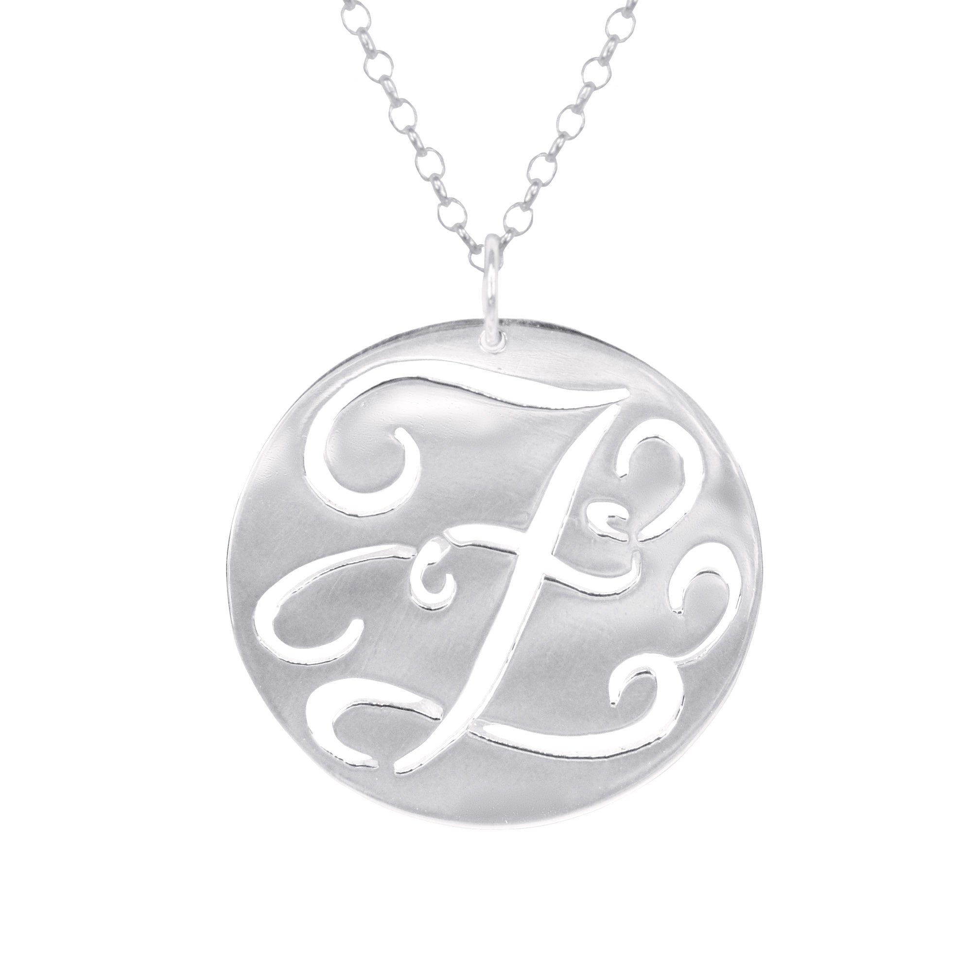 Fancy Script Cut Out Initial Necklace