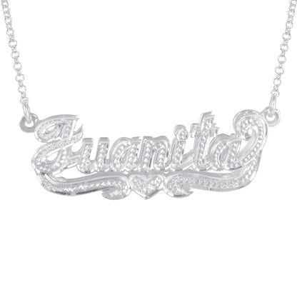 Double 3-D Full Diamond Nameplate with Heart