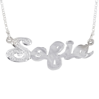 Script Nameplate with First Letter Rhodium