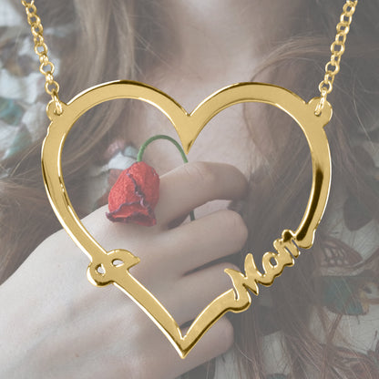 Open Heart "I LOVE MOM" Necklace