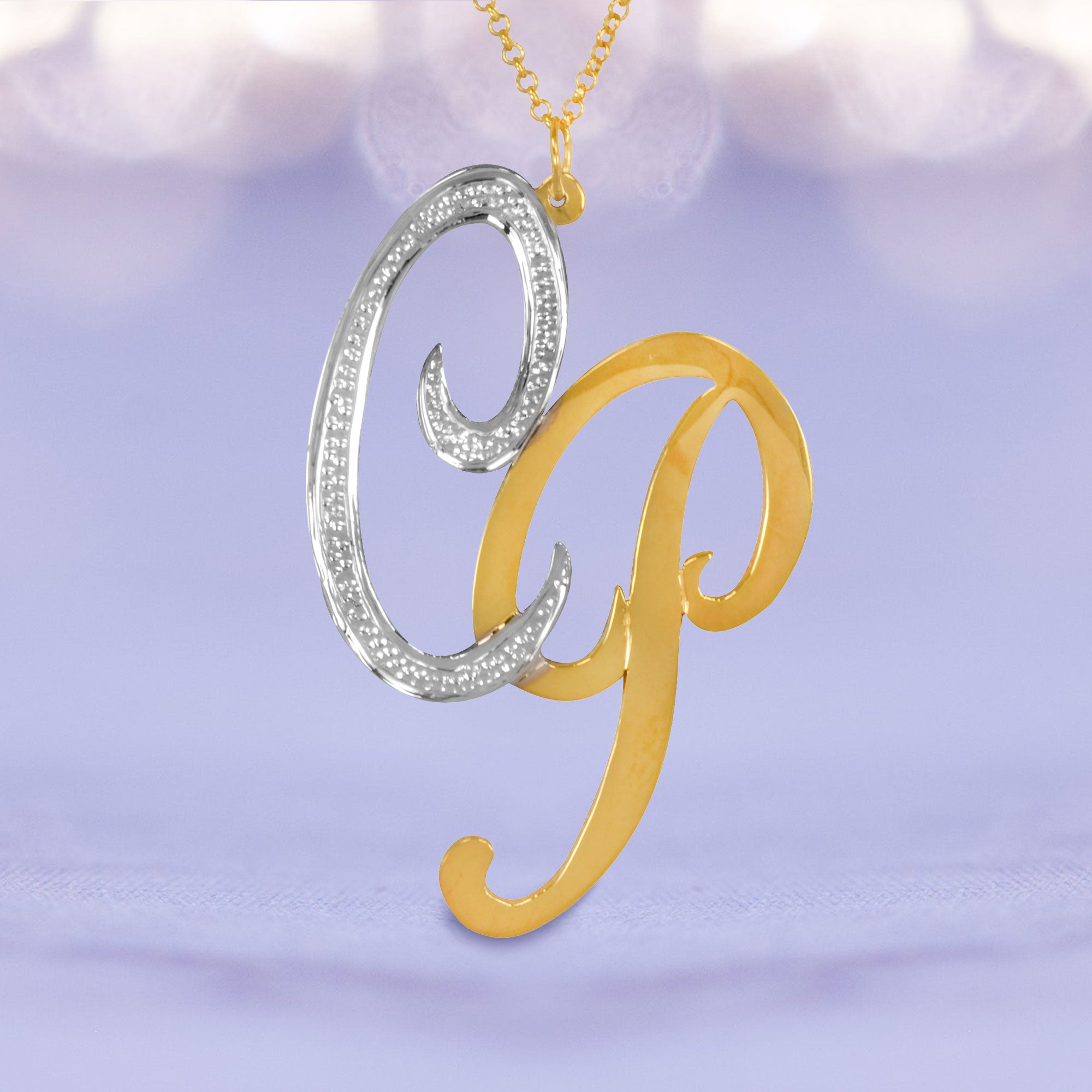 Offset Sparkling Initial Necklace