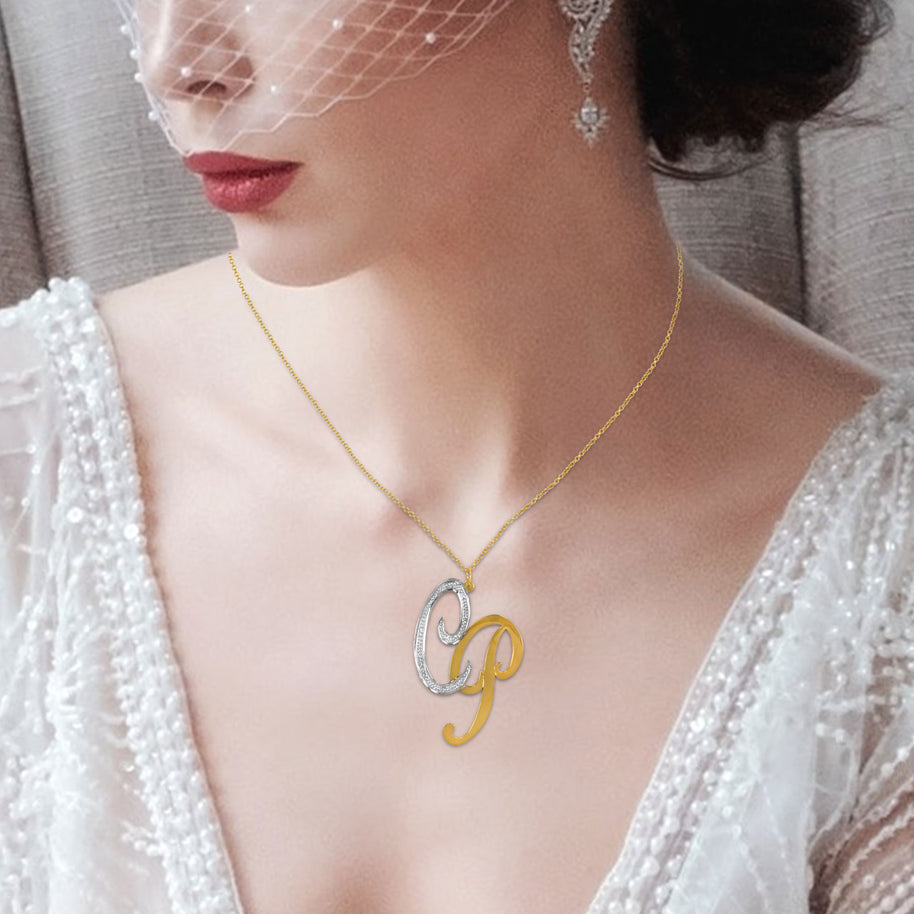 Offset Sparkling Initial Necklace