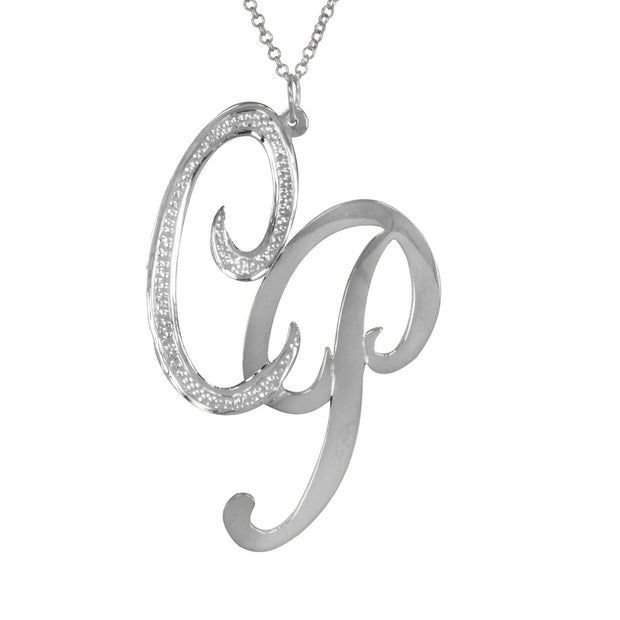 Offset Sparkling Initial Necklace