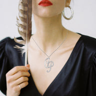 Offset Sparkling Initial Necklace