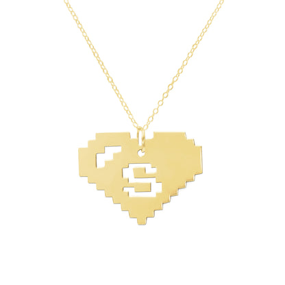 8 Bit Heart Initial Necklace