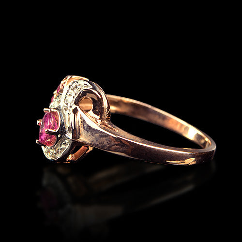 14kt Rose Gold Vintage Ruby and Diamond Ring