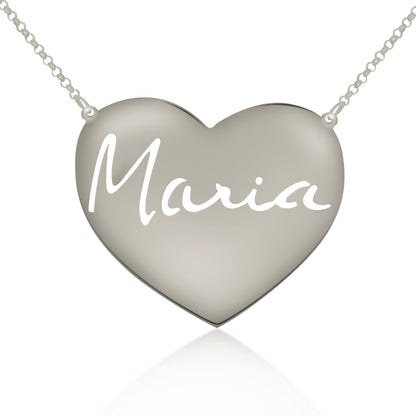 Your "VERY OWN HANDWRITTEN SIGNATURE" Solid Heart Necklace