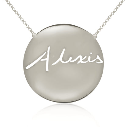 Your "VERY OWN HANDWRITTEN SIGNATURE" Solid Disk Necklace