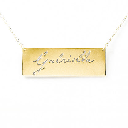 Your "VERY OWN HANDWRITTEN SIGNATURE" Solid Bar Necklace