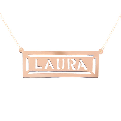 Frame Square Name Plaque Necklace