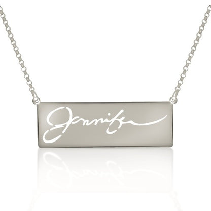 Your "VERY OWN HANDWRITTEN SIGNATURE" Solid Bar Necklace