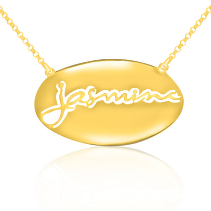 Your "VERY OWN HANDWRITTEN SIGNATURE" Silhouette Oval Necklace