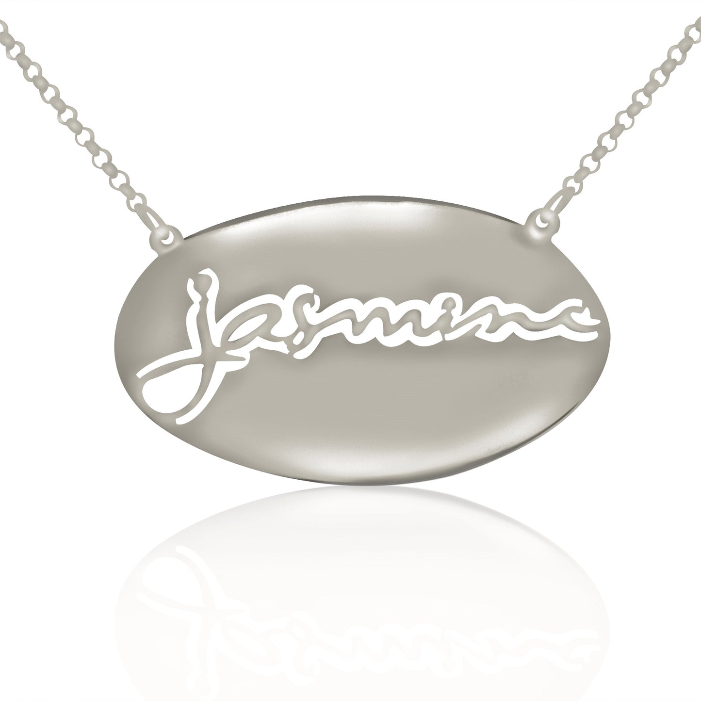 Your "VERY OWN HANDWRITTEN SIGNATURE" Silhouette Oval Necklace