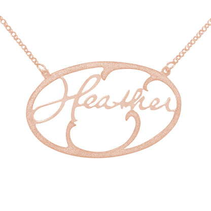 Your "VERY OWN HANDWRITTEN SIGNATURE" Open Frame Oval Necklace